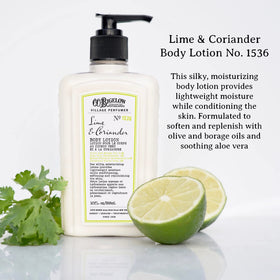 C. O. Bigelow pump dispensing lotion illustrating easy, mess-free use