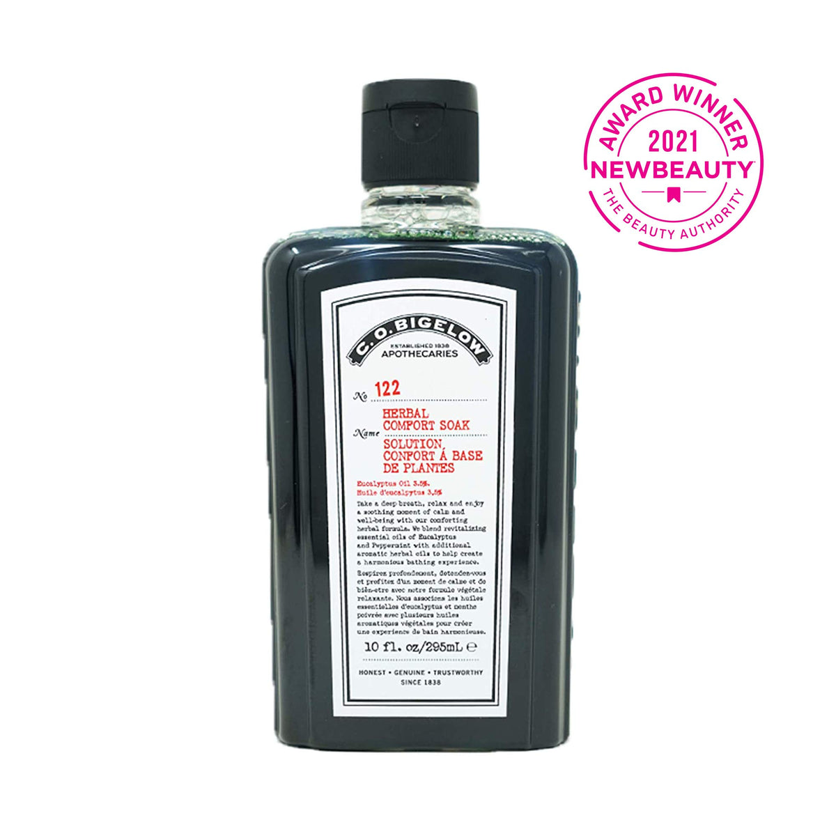 C. O. Bigelow pouring capful into tub illustrating simple measured use benefit