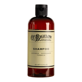 C. O. Bigelow shampoo on bathroom vanity conveying spa-like at-home ritual benefit