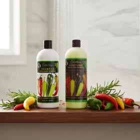 Cabellina bottles in hand showing 32 fl oz size for long-lasting use