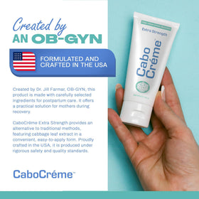 Cabocreme application on breast area demonstrating targeted external relief benefit