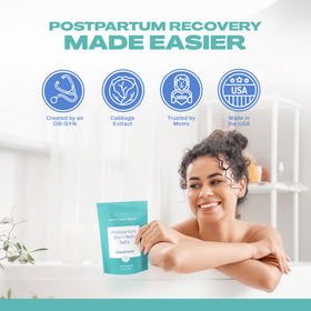 Cabocreme lifestyle image of a new mom relaxing with soak