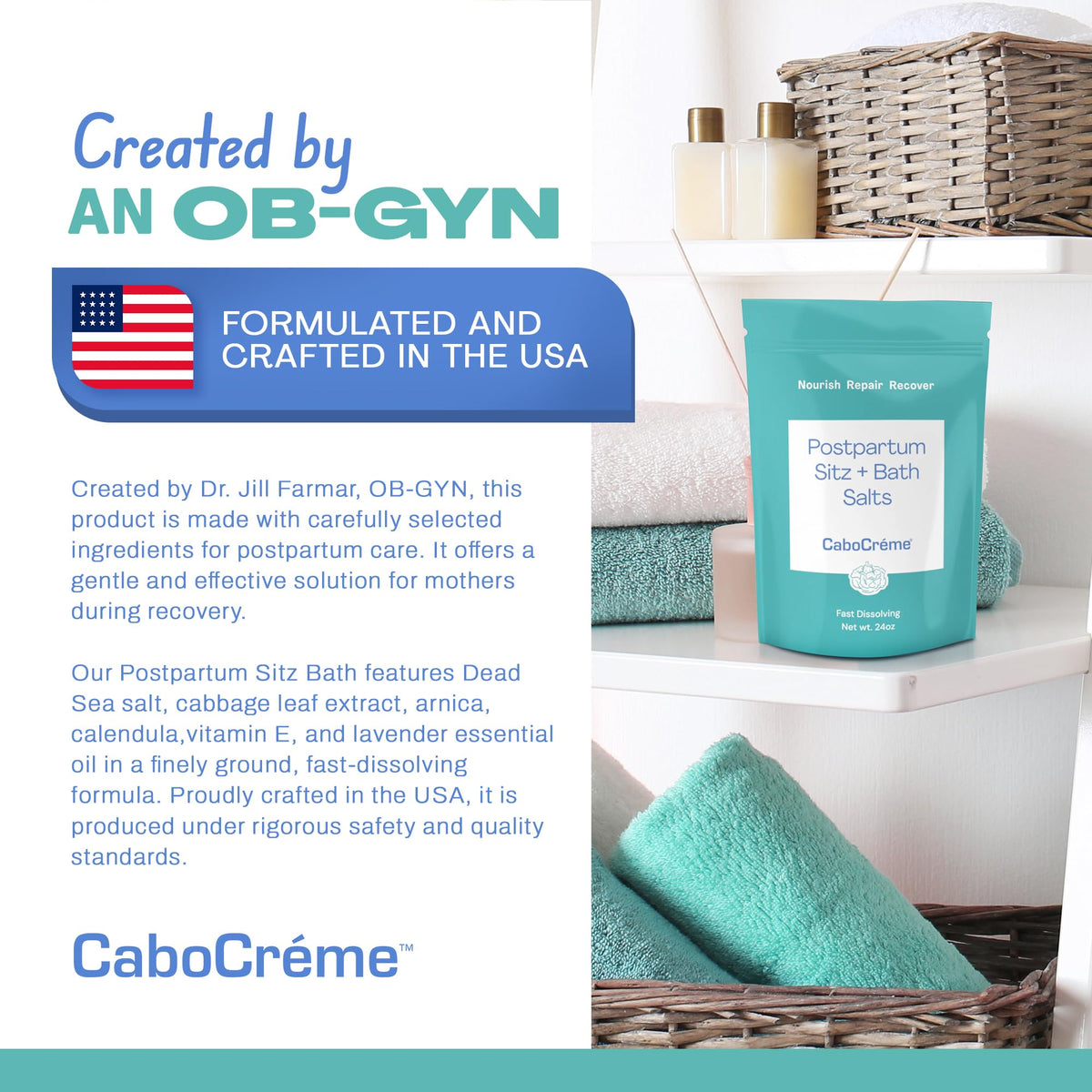 Cabocreme sitz bath setup showing focused perineal relief