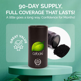 Caboki applicator bottle top view with shaker cap for targeted fiber application and precise control
