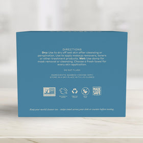 Caboo towels on bathroom tray for tidy, travel-ready convenience