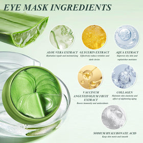 Caewous patches applied under eye demonstrating de-puffing benefit