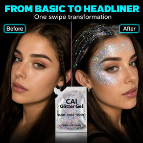 CAI BEAUTY NYC gel applied on hand with fingertip, highlights easy no-glue application