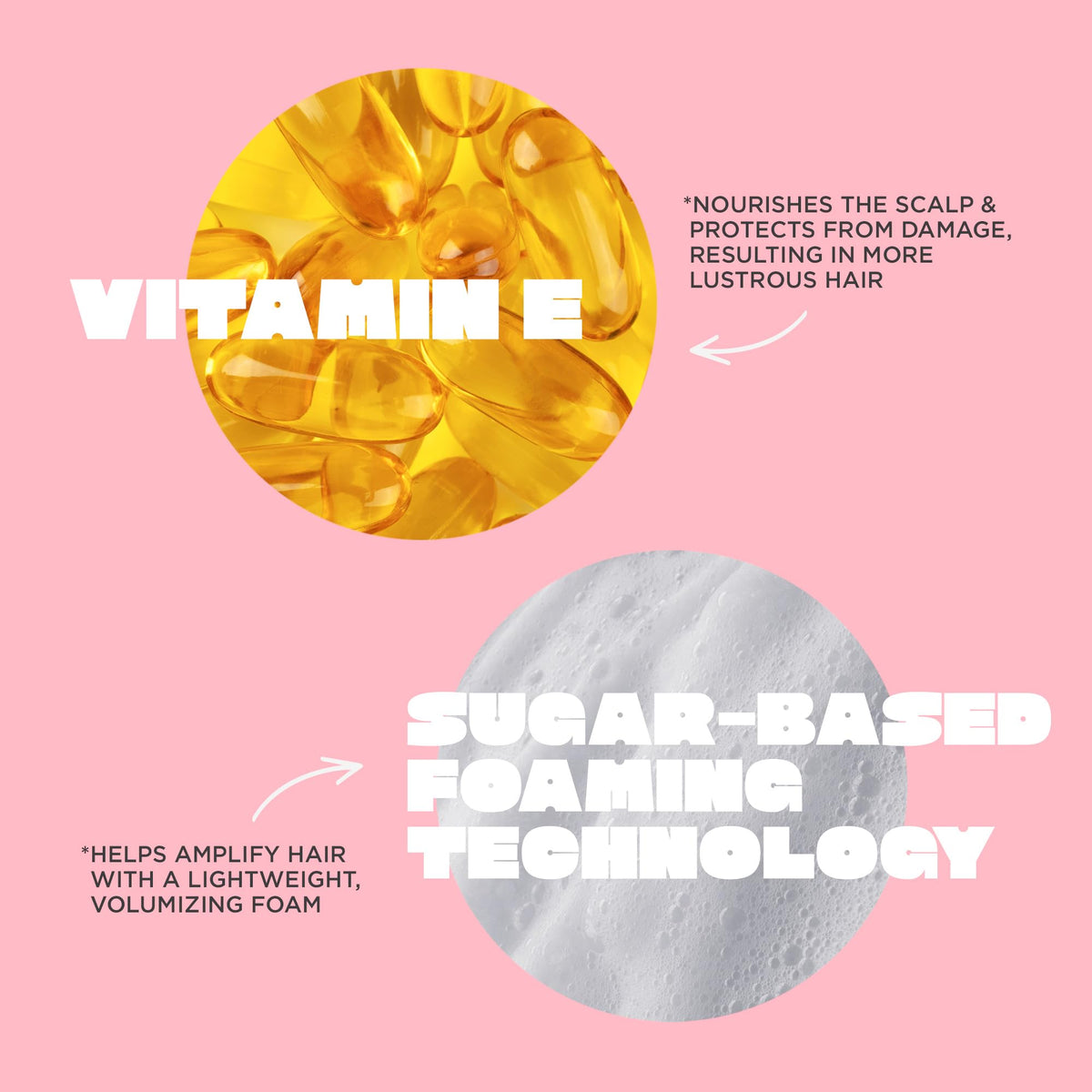 Cake Beauty label and key ingredients highlighted to show vitamin E and heat protection