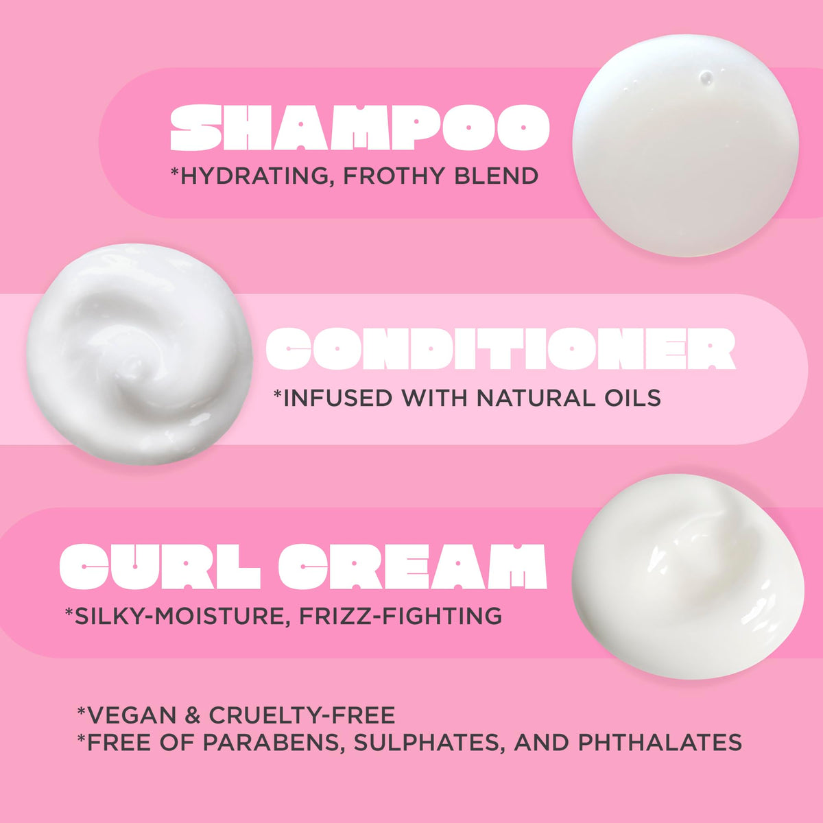 Cake Beauty curl cream on hands ready for application to define and reduce frizz