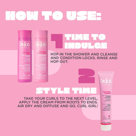 Cake Beauty applied to damp hair in bathroom for styling and frizz control