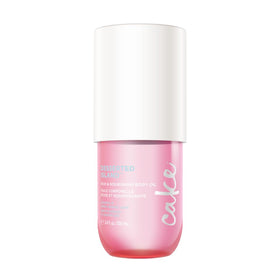 Cake Beauty bottle front view showing Desserted Island oil and inviting glow