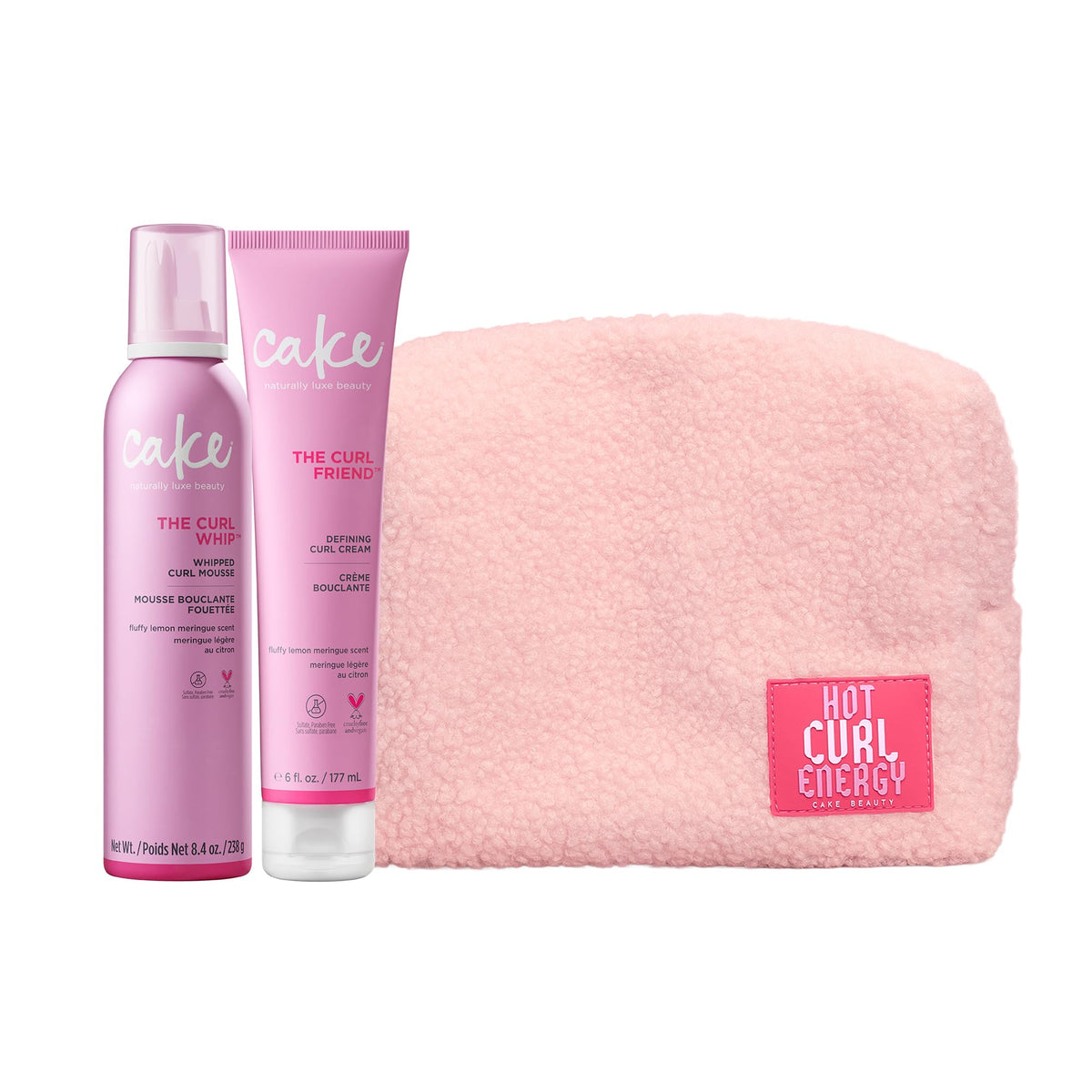 Cake Beauty front packaging showing gift set and pouch for easy gifting