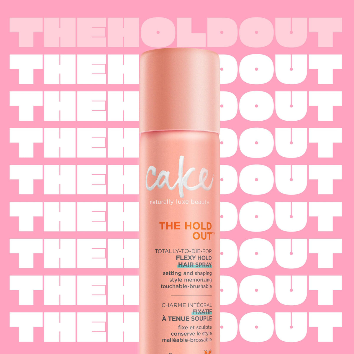 Cake Beauty hairspray mist closeup delivering even coverage and control