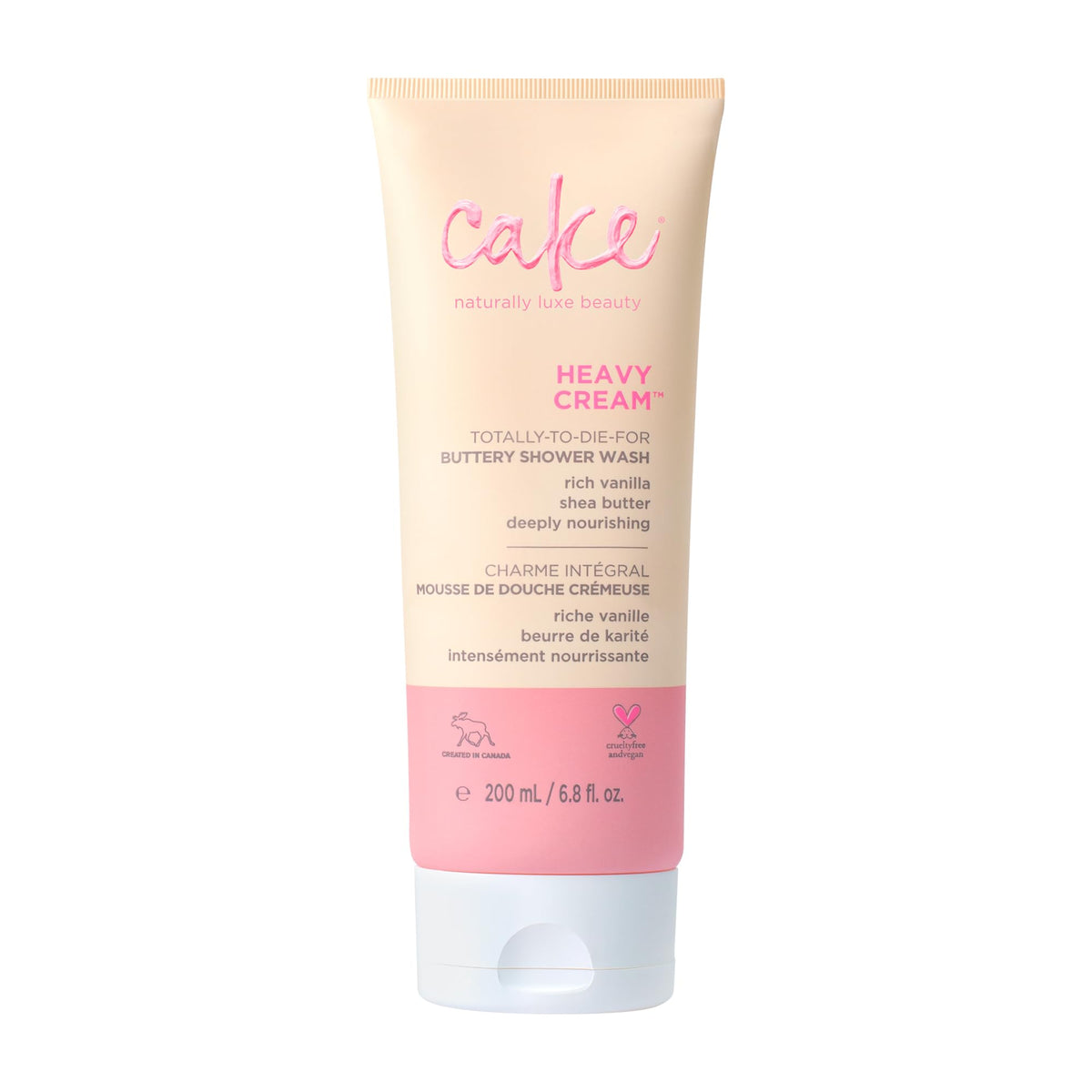 Cake Beauty front packaging showing 7 oz bottle and product name, attractive shelf appeal