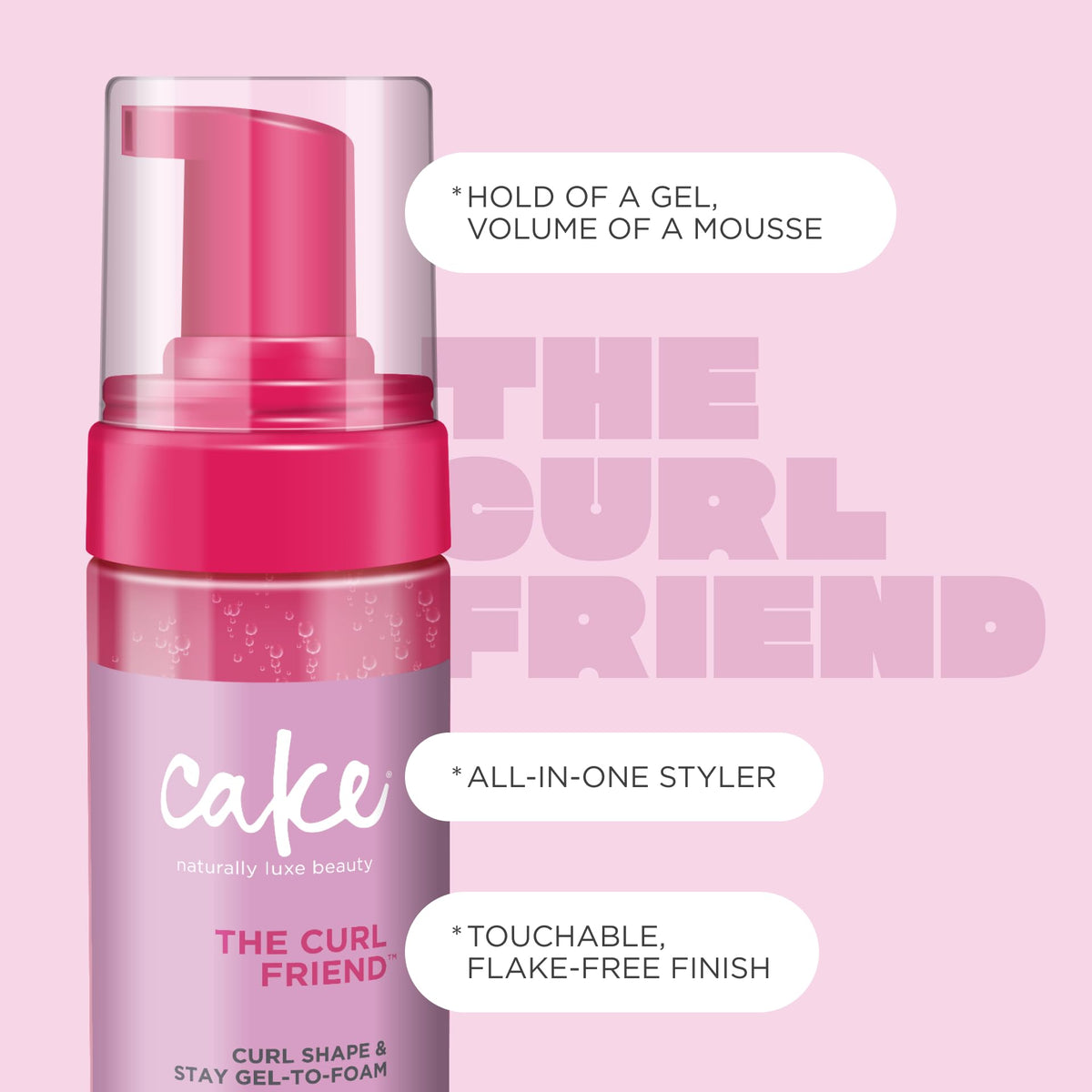 Cake Beauty product in hand illustrating 200 mL size and scale