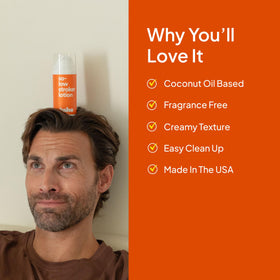cake lotion with stroker illustrating smooth performance and reduced chafing