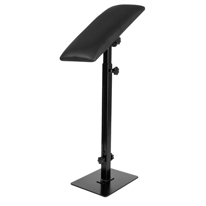 CAKMSMAO front view of arm rest stand showing stable padded top and bracket for comfortable support
