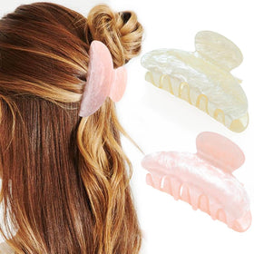 CAKURE front view of two pink and e-beige clips showing colors and shape, stylish hold