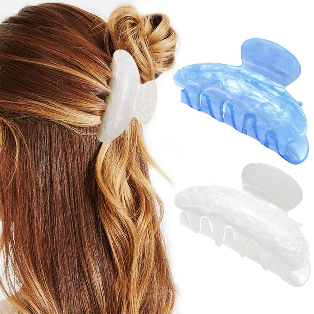 CAKURE front view of white and lake blue clips showing design and color