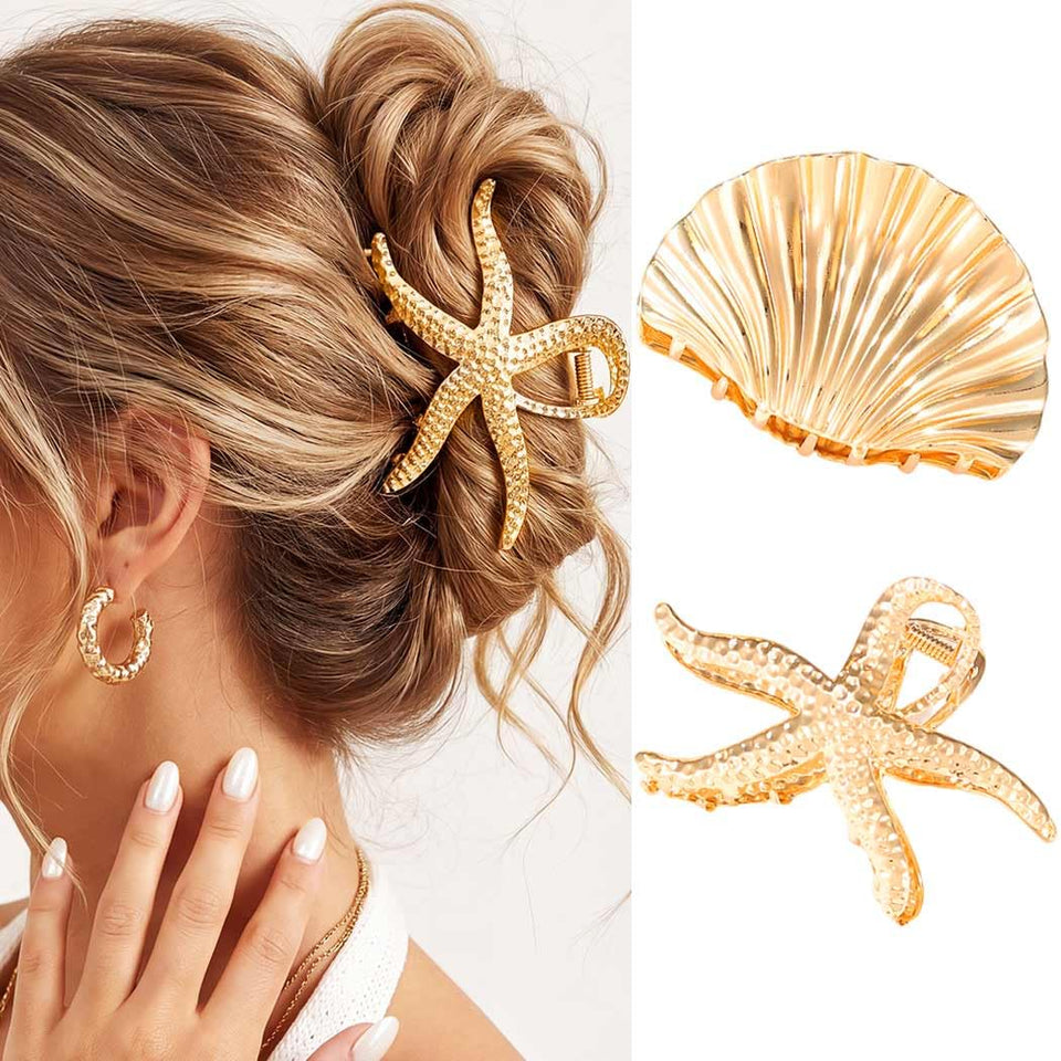CAKURE front view of pair showing gold finish and beach design benefits