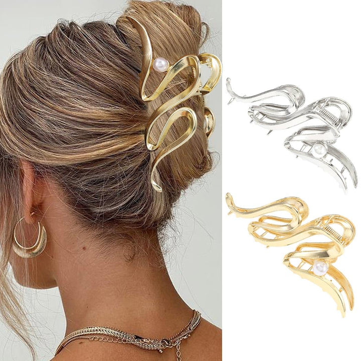 CAKURE front view of gold claw clip pair showing stylish hold