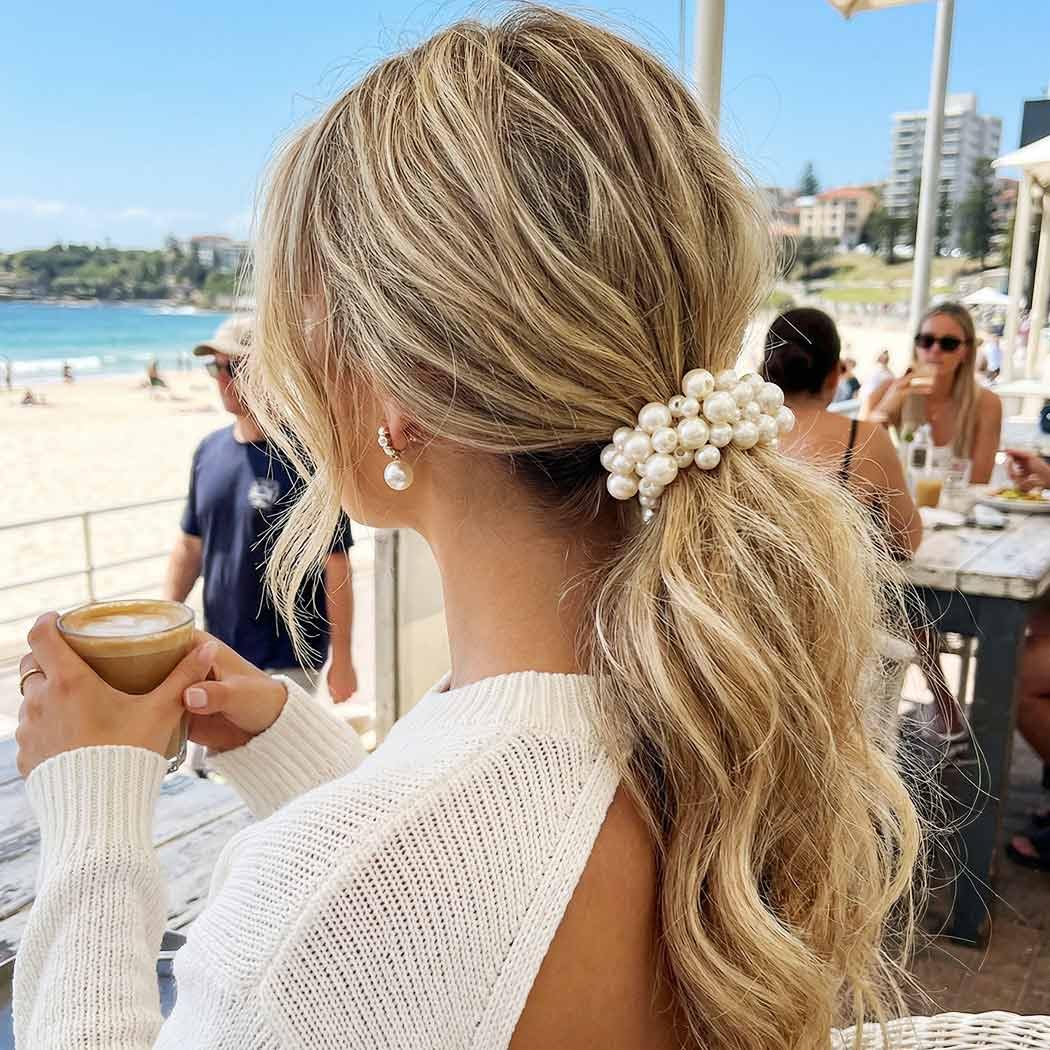 CAKURE packaged gift-ready set of pearl hair ties, perfect present