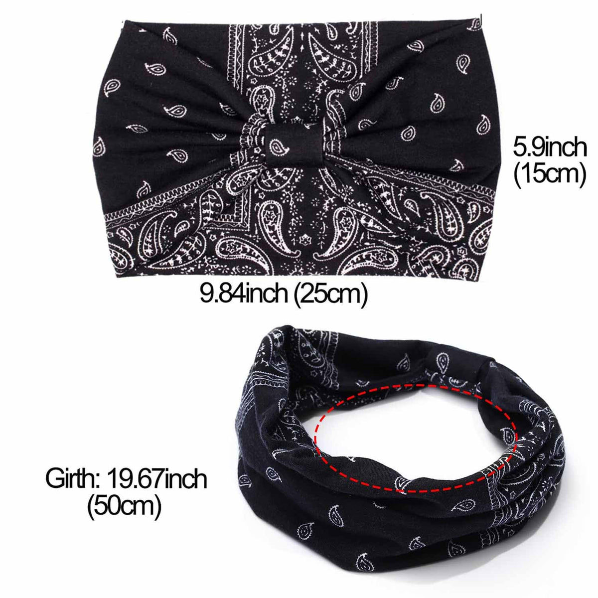 CAKURE headband held in hand for scale, shows wide coverage and stretch