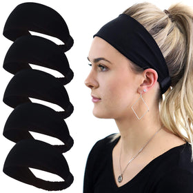 Calbeing front view of five black headbands showing minimalist pack and practical value