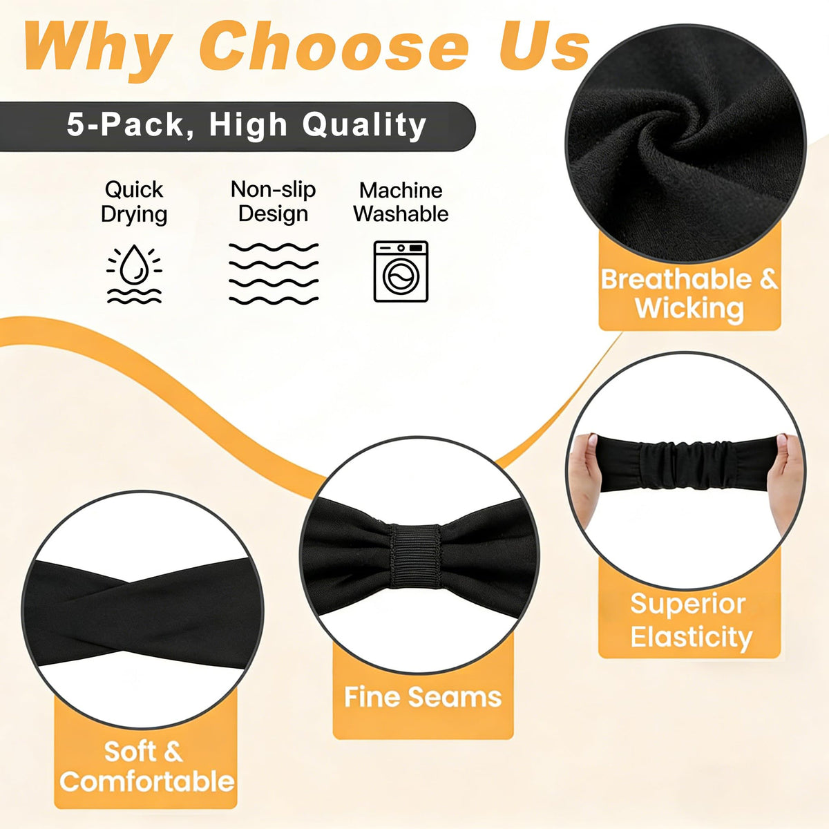 Calbeing headband worn during yoga demonstrating secure fit and sweat control