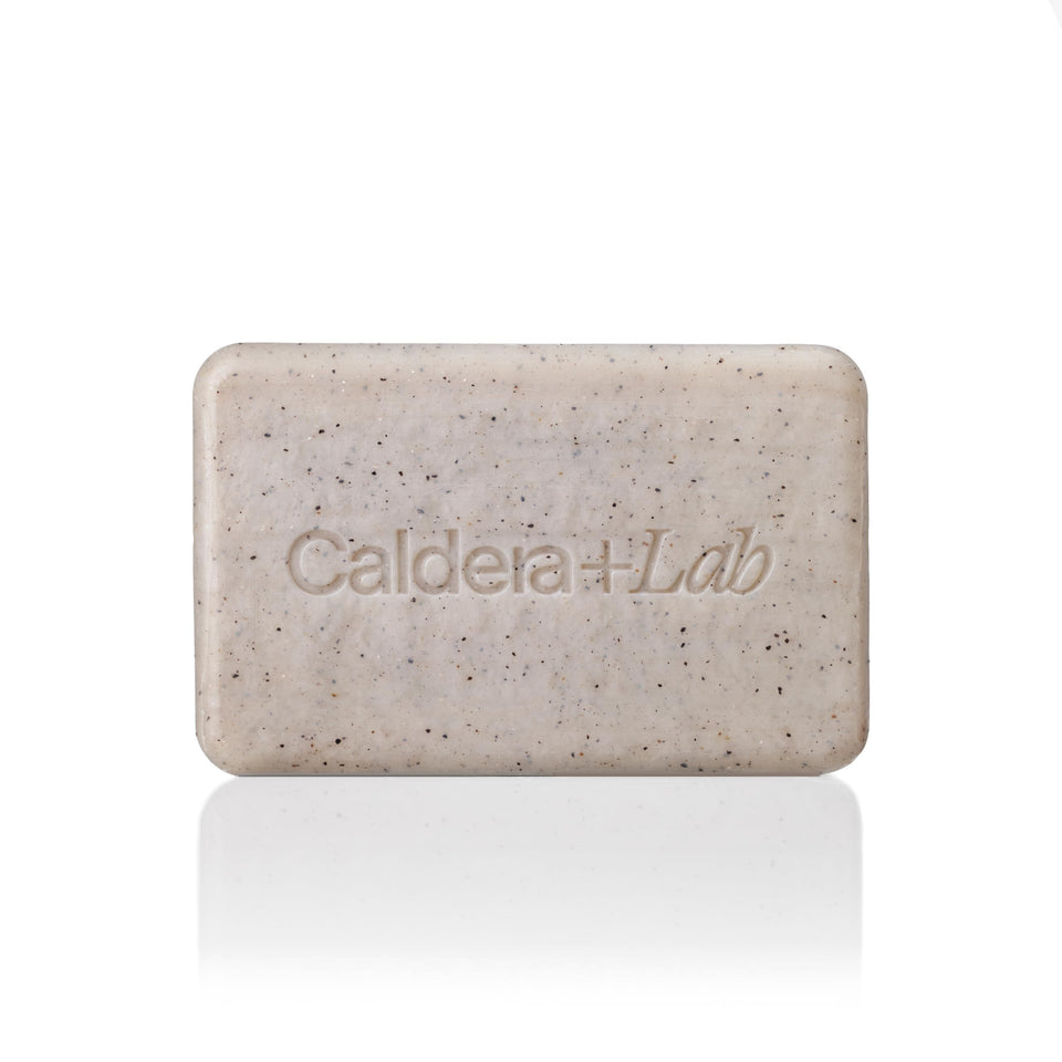 Caldera + Lab front packaging showing organic soap benefits and certification