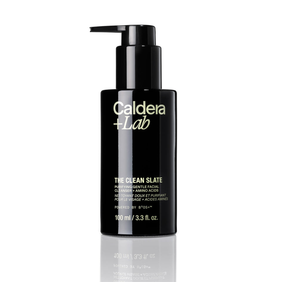Caldera + Lab front packaging showing cleanser and clean design benefits