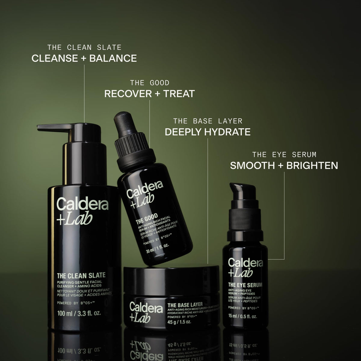 Caldera + Lab cleanser pump close-up demonstrating gentle cleansing for comfort