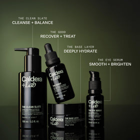 Caldera + Lab cleanser pump close-up demonstrating gentle cleansing for comfort