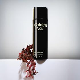 Caldera + Lab tube next to moisturizer illustrating final-step sunscreen use