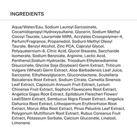 Caldera + Lab ingredients label illustrating botanical components for scalp comfort