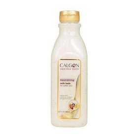 Calgon bottle front label showing nourishing milk bath benefits