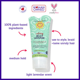 Applying California Baby gel to child's hair for gentle hold and control