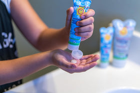 California Baby face wash placed on bathroom counter for daily routine ease