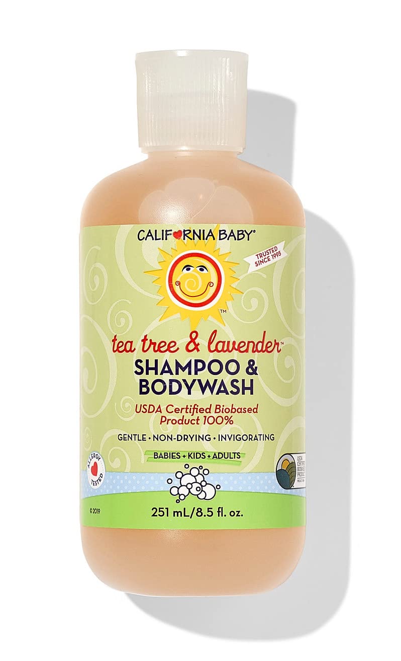 California Baby front packaging showing tea tree and lavender, gentle cleansing