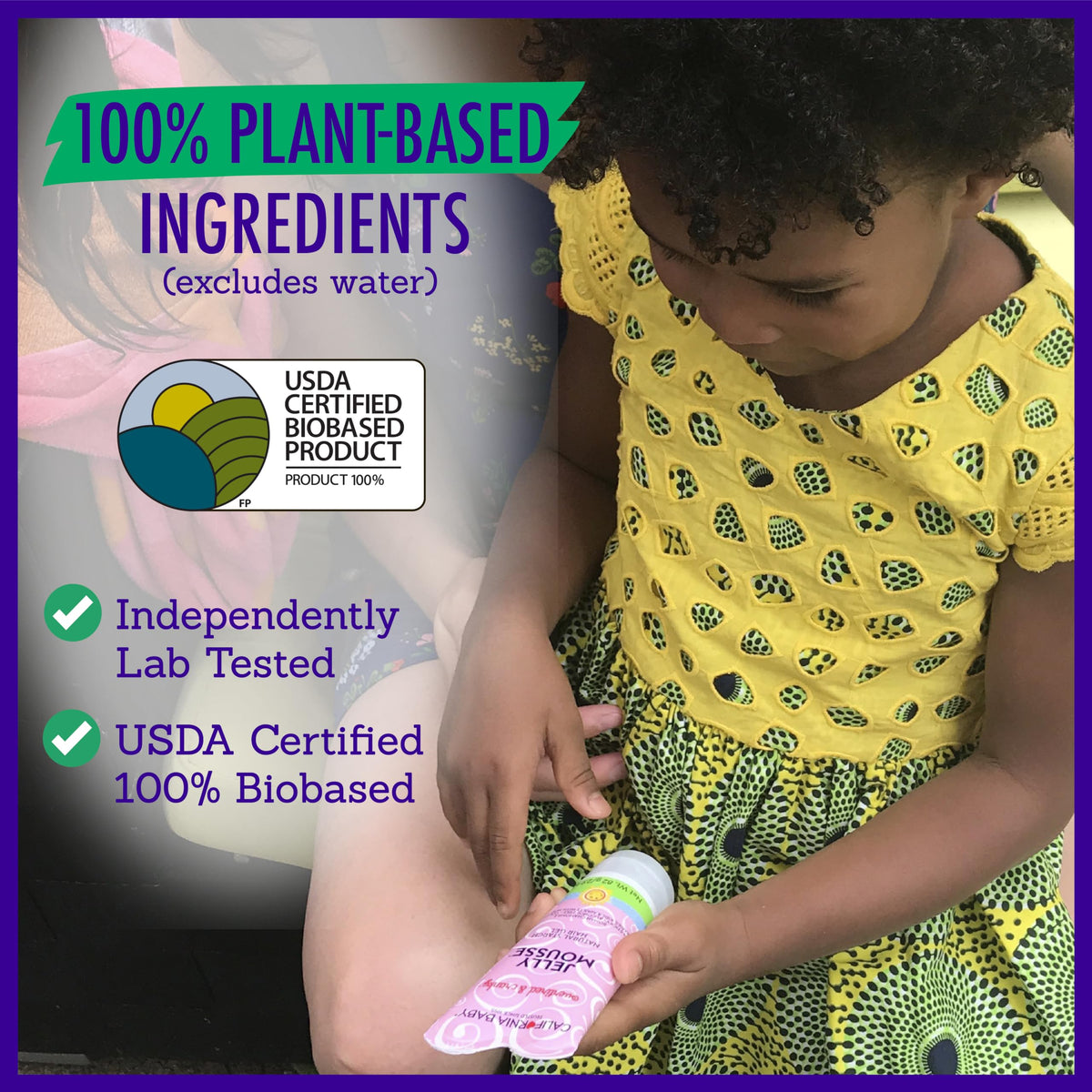 California Baby product label close-up lists key ingredients