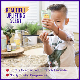 California Baby tube with lavender flowers conveying natural scent and calm
