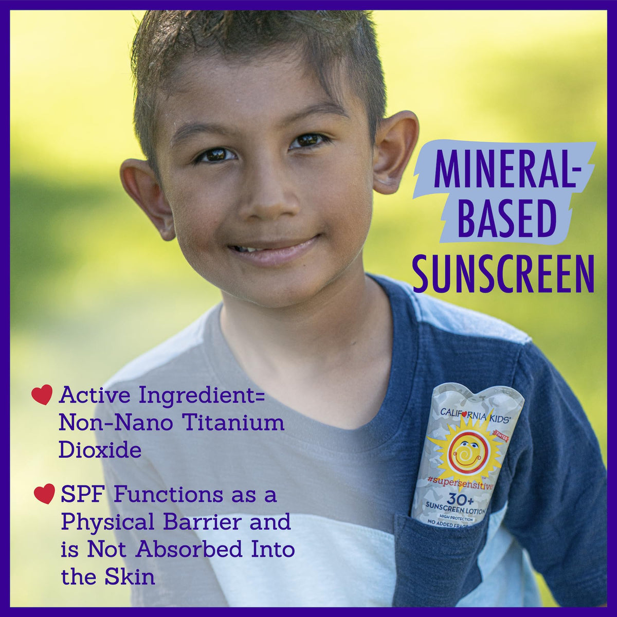 California Baby sunscreen being squeezed onto hand for quick application