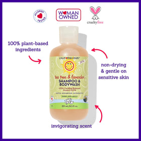 California Baby texture pouring from bottle, smooth lathering benefit