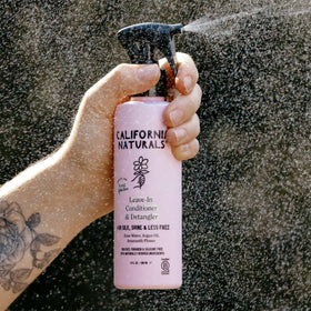 California Naturals applied to damp hair showing detangling and smoother strands