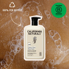 California Naturals close-up gel texture foaming gently for soft skin