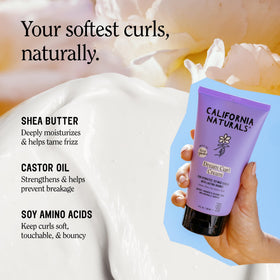 California Naturals cream used with a diffuser demonstrating boosted curl volume and shape