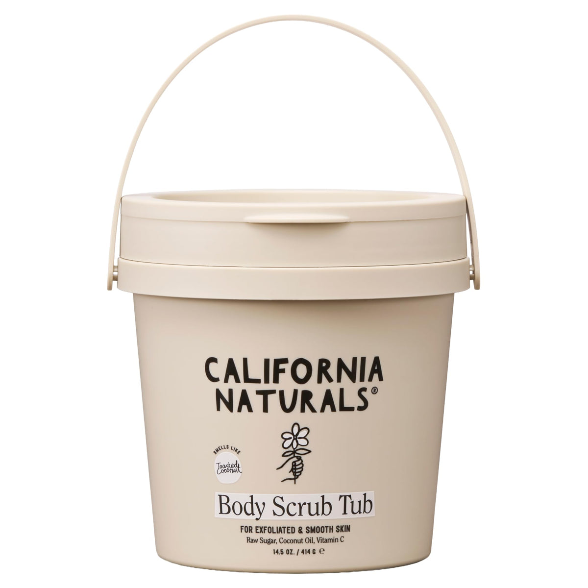 California Naturals front tub showing toasted coconut scent and clean formula benefit