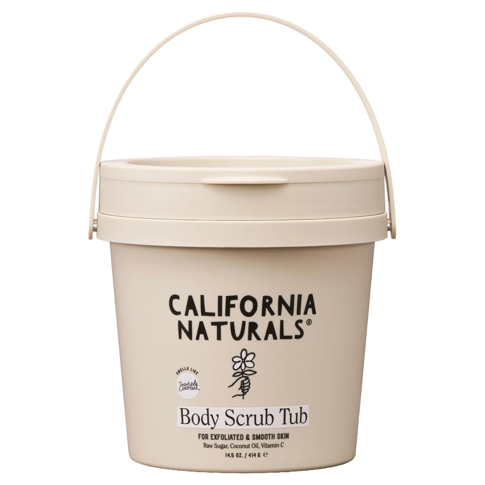 California Naturals front tub showing toasted coconut scent and clean formula benefit