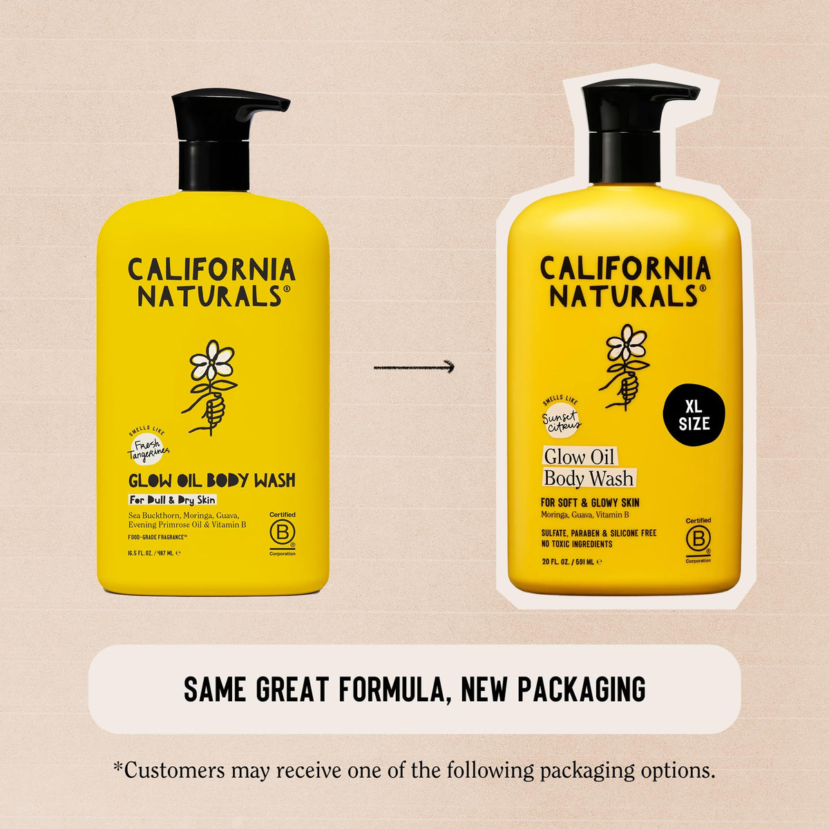 California Naturals golden oil-gel texture on spoon, nourishing lightweight feel
