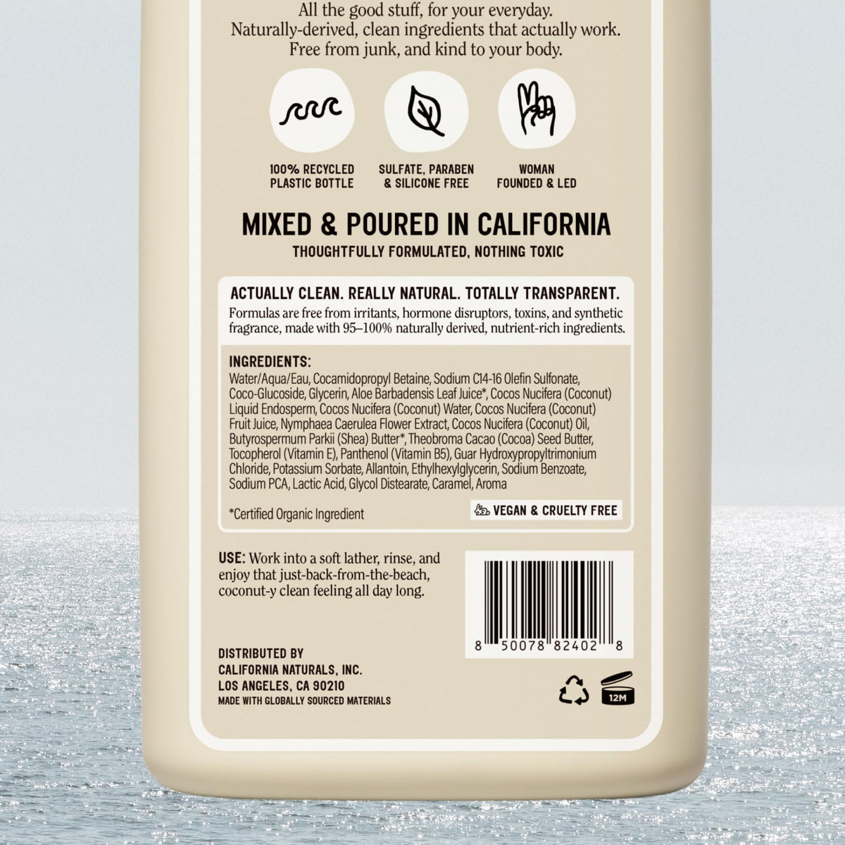 California Naturals bottle in shower setting illustrating daily use benefit